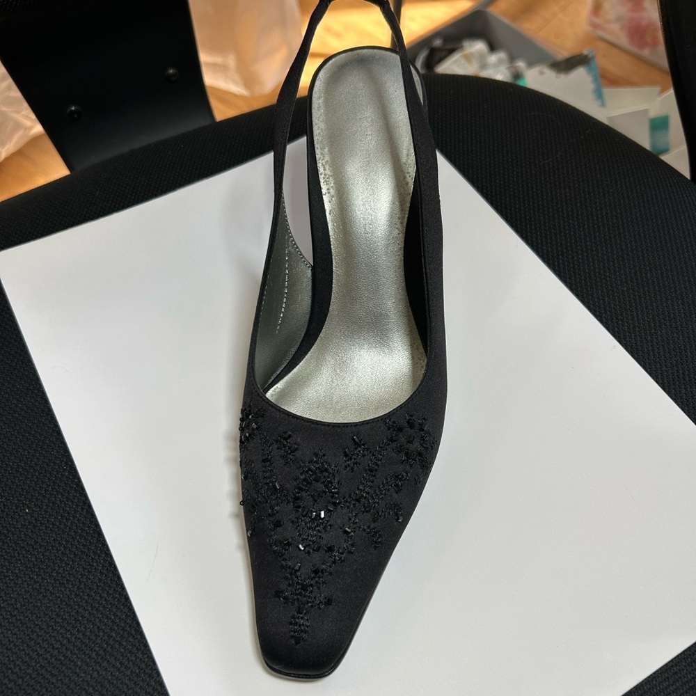 Elegant Black Slingback Heels with Embellishments